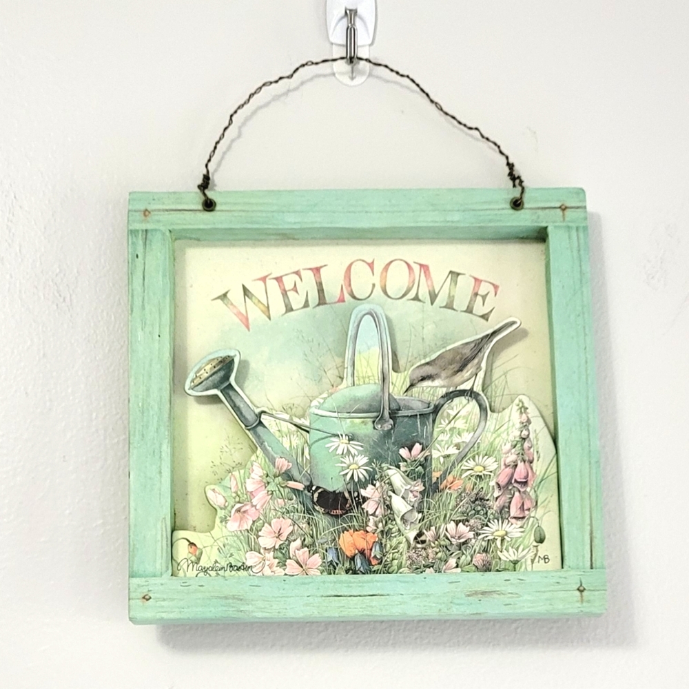 Hallmark Marjolein Bastin Welcome Sign with Watering Can Flowers and Butterfly